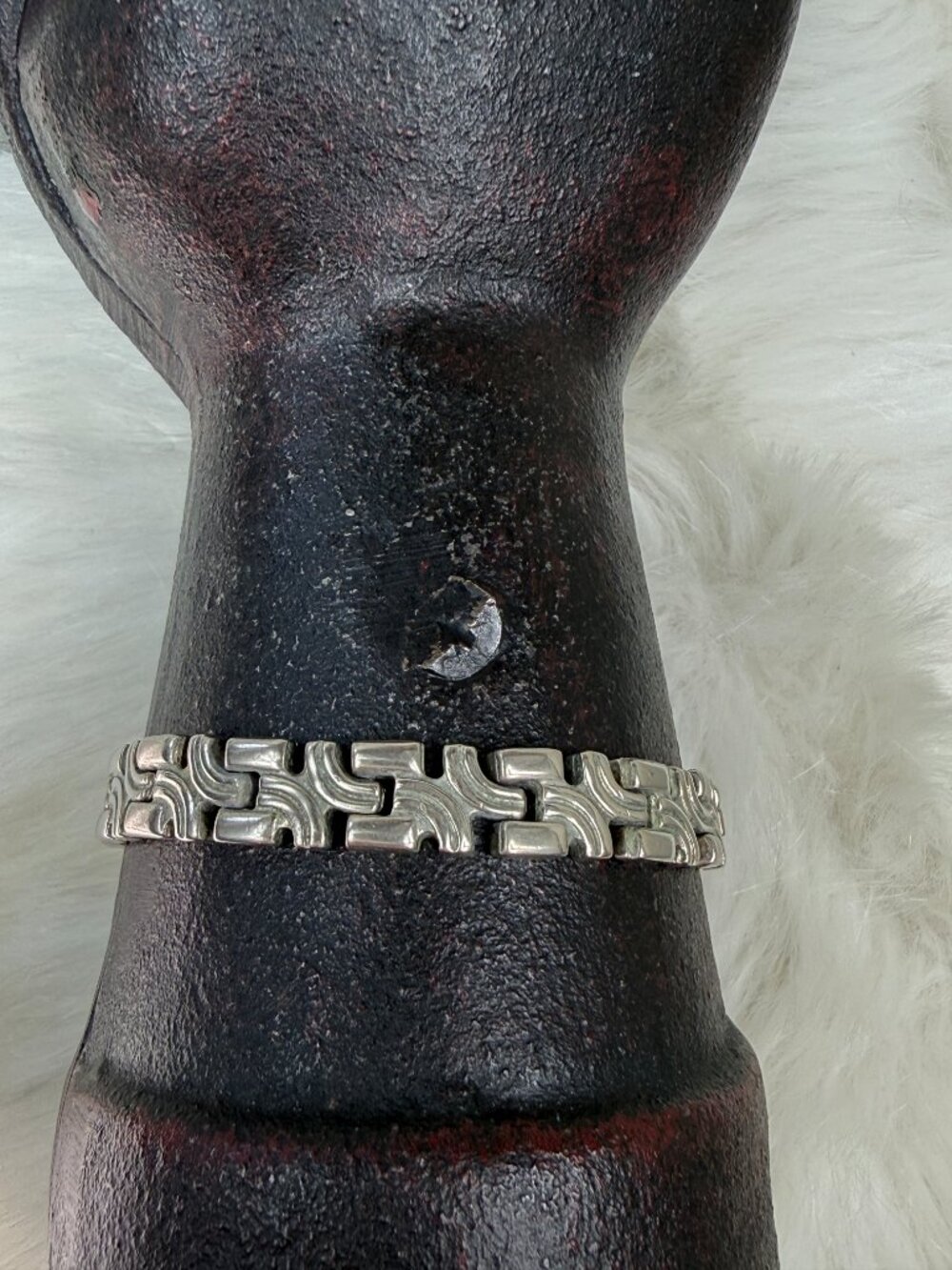 Sterling Silver Mexico 925 Panel Link Bracelet 7"